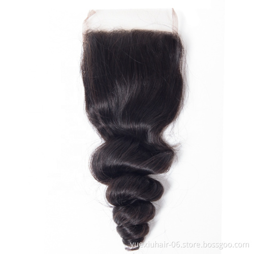 150% Density Cuticle Aligned Closure Frontal Human Hair 4x4 Loose Wave Closure Hair Factory Price Virgin Hair